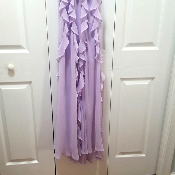 Forever 21, Lavender Ruffled Maxi Eligant Summer Dress Small, Ruffled Slits - Picture 4 of 10